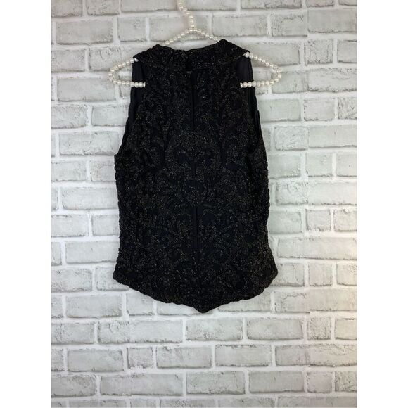 JKara Black Beaded Sleeveless Formal Top Size Medium Fancy - Picture 3 of 11